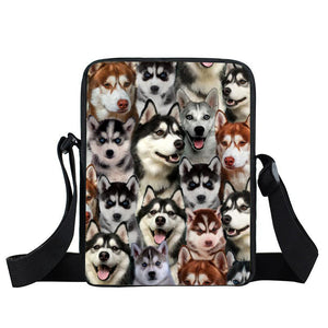 A Bunch Of Huskies Oxford Cloth Zipped Messenger Bag
