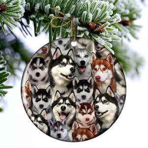 A Bunch Of Huskies Porcelain/Ceramic Ornament