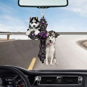 Husky Pray For God Car Hanging Ornament