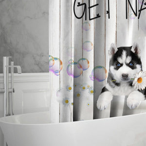 Husky Get Naked Daisy Shower Curtain