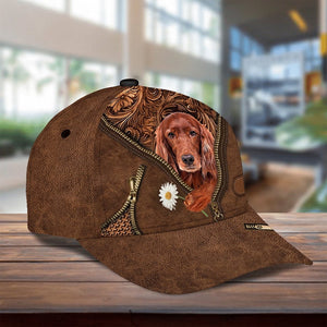Irish Setter Holding Daisy Unisex Cap