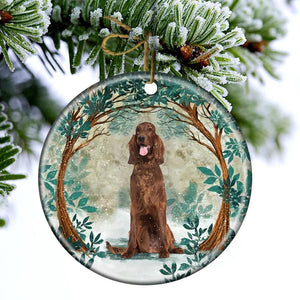 Irish Setter Among Forest Porcelain/Ceramic Ornament