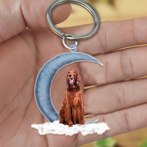 Irish Setter On The Moon Flat Acrylic Keychain