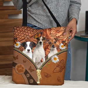 Jack Russell Terrier Daisy Flower And Butterfly Tote Bag