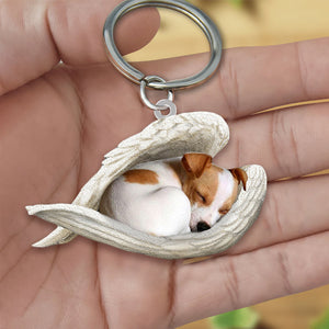 Jack Russell Terrier Sleeping Angel Acrylic Keychain