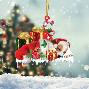 Jack Russell Terrier Merry Christmas Hanging Ornament-0211