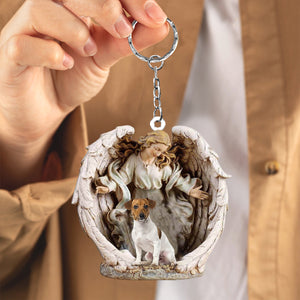 Angel Hug Jack russell terrier Acrylic Keychain