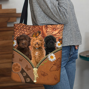 Labradoodle Daisy Flower And Butterfly Tote Bag