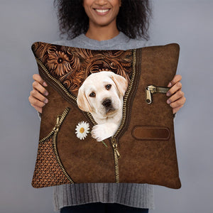 Labradoole Holding Daisy Pillow Case