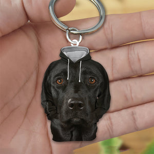 Labrador Black 3D Graphic Hoodie Acrylic Keychain