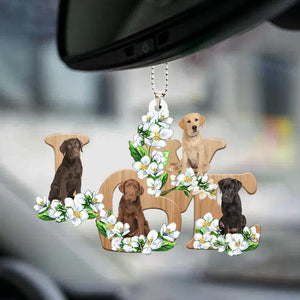 Labrador Retriever Love Flowers Dog Lover Car Hanging Ornament