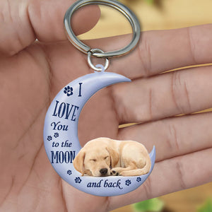 Labrador retriever I Love You To The Moon And Back Flat Acrylic Keychain
