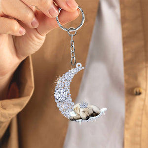 Labrador retriever Sleeping On A Diamond Moon Acrylic Keychain