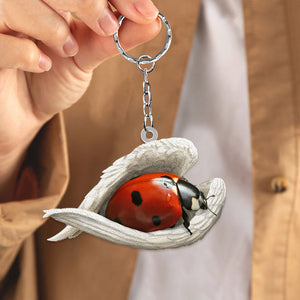 Ladybugs Sleeping Angel Acrylic Keychain