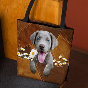 Lavado Dog Holding Daisy All Over Printed Tote Bag