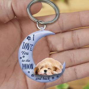 Lhasa Apso I Love You To The Moon And Back Flat Acrylic Keychain