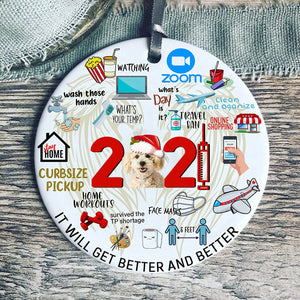 Mixed Breed Poodle Covid Commemorative Ornament 2021 Christmas Tree Ornaments