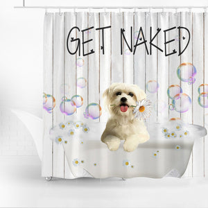 Maltese Get Naked Daisy Shower Curtain