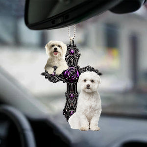 Maltese Pray For God Car Hanging Ornament