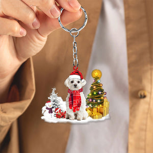 Maltese Early Merry Christma Acrylic Keychain