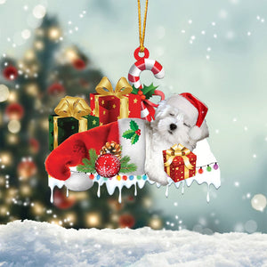 Maltese Merry Christmas Hanging Ornament-0211