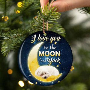 Maltese I Love You To The Moon And Back Porcelain/Ceramic Ornament