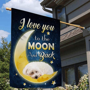 Maltese I Love You To The Moon And Back Garden Flag