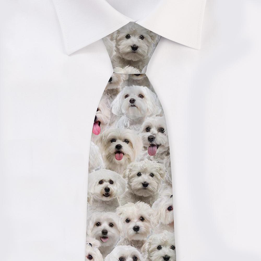 A Bunch Of Malteses Tie For Men/Great Gift Idea For Christmas