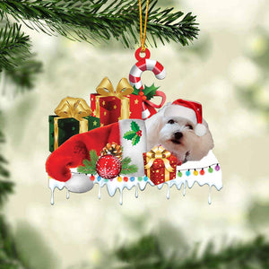 Maltipoo_1 Merry Christmas Hanging Ornament-0211