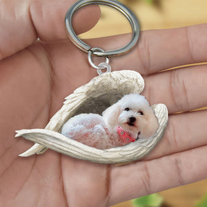 Maltipoo Sleeping Angel Acrylic Keychain