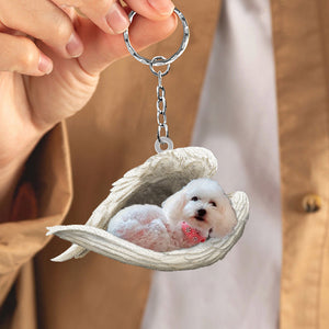 Maltipoo Sleeping Angel Acrylic Keychain