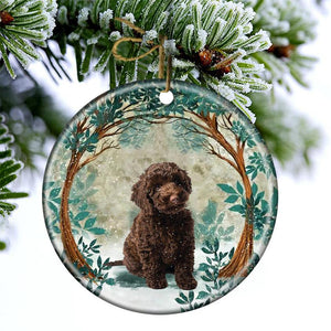 Mini Labradoodle Among Forest Porcelain/Ceramic Ornament