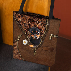 Miniature Pinchers Holding Daisy Tote Bag
