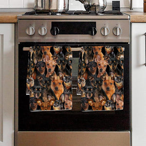 A Bunch Of Miniature Pinschers Kitchen Towel