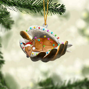 Miniature pinscher(Red) Sleeping Angel In God Hand Christmas Ornament