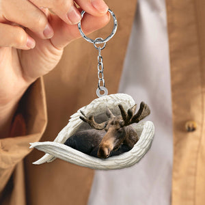 Moose Sleeping Angel Acrylic Keychain