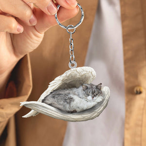 Norwegian Forest Cat Sleeping Angel Acrylic Keychain