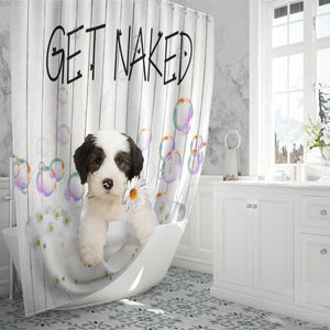 Old English Sheepdog Get Naked Daisy Shower Curtain