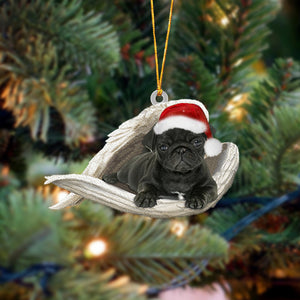 PUG (Black) Sleeping Angel Christmas Ornament