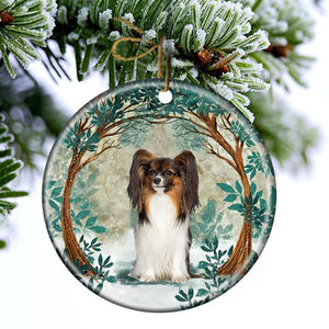 Papillon Among Forest Porcelain/Ceramic Ornament