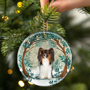 Papillon Among Forest Porcelain/Ceramic Ornament
