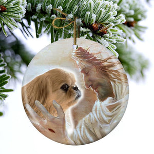 New Release -Pekingese With God Porcelain/Ceramic Ornament