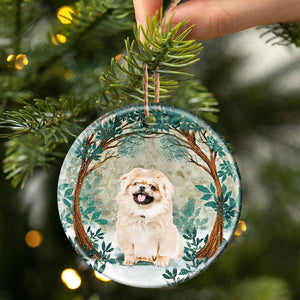 Pekingese Among Forest Porcelain/Ceramic Ornament