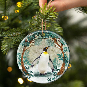 Penguin Among Forest Porcelain/Ceramic Ornament