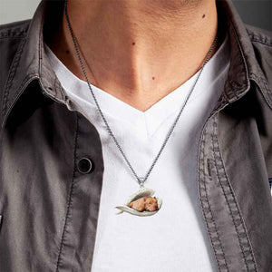 Pit Bull Sleeping Angel Stainless Steel Necklace
