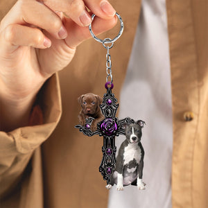Pitbull Pray For God Acrylic Keychain
