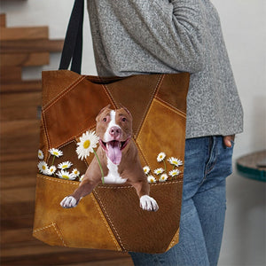 Pitbull02 Holding Daisy All Over Printed Tote Bag