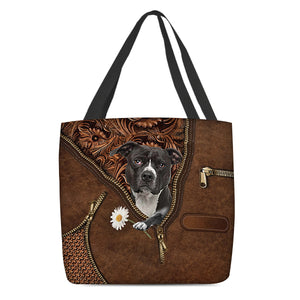 Pitbull1 Holding Daisy Tote Bag