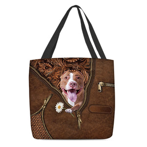 Pitbull Holding Daisy Tote Bag