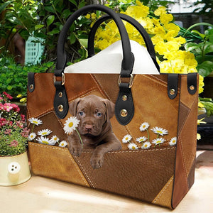 Pitbull Holding Daisy Leather Bag